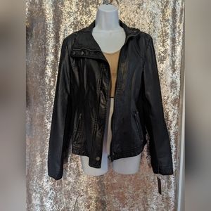 NWT Asymmetrical collar faux leather jacket